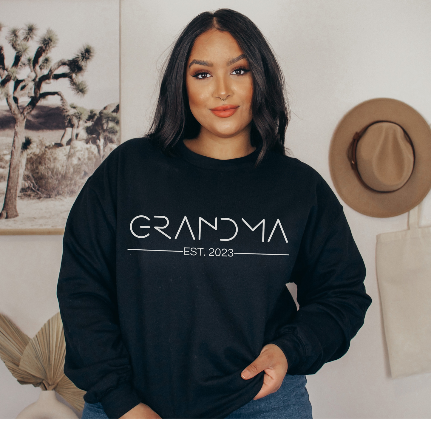 Minimalist Grandma Est Sweatshirt Grandma Established Top Grandma Shirt Gift for Grandma Birth Announcement Top Birth Announcement Top Gift